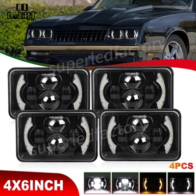 Faros LED 4x6" haz sellado alto/bajo DRL para Chevrolet Monte Carlo 1980-1988 4x Foto 1 de 4