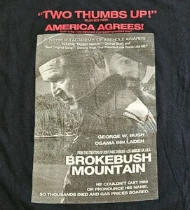 VTG Y2K Brokeback Mountain Movie Parody T Shirt George Bush Osama Bin Laden Lg - Picture 1 of 8