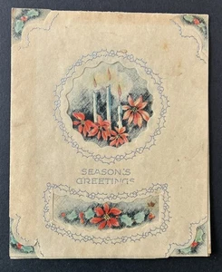Biglietto di auguri vintage 1937, candele di Natale, usato condizioni - Foto 1 di 2