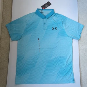 Under Armour Men's UA Iso-Chill Graphic Golf Polo Shirt, Aqua Blue, LG/G - Picture 1 of 8