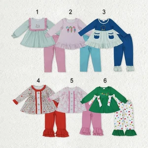 Baby Girls Embroidery Santa Nativity Candy Cane Tunic Pants Christmas Set - Picture 1 of 15