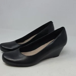 Clarks Black Wedge Shoes with Rounded Toe Size 9 - Picture 1 of 7