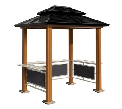 Grillpavillon Maui Aluminium Holzoptik 158x249x278 cm Stahl Dach Sojag