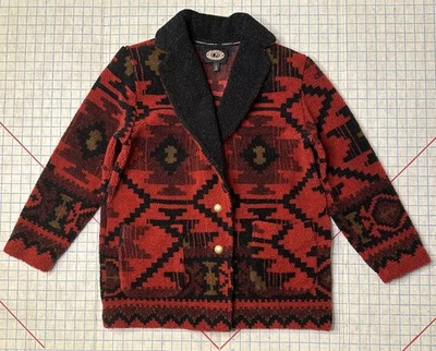 复古 County Clothing Co Wm 大号夹克舒适抓绒西部阿兹特克部落 90 年代 — 第 1/4 张图片