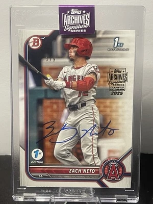 2025 Topps Archives Signature Series Zach Neto Auto /9 Bowman 1st Edition   - Image 1 of 4