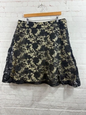 Apt 9 Skirt Womens Size 16 Black Floral Overlay Shimmery Under Flared Lined - Image 1 of 4