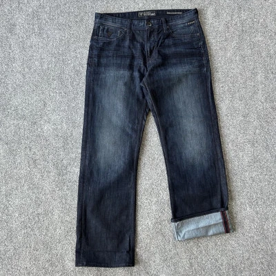 Guess Jeans Men 34 X 32 Desmond Relaxed Selvedge Dark Indigo Denim Straight P14 - Image 1 of 4