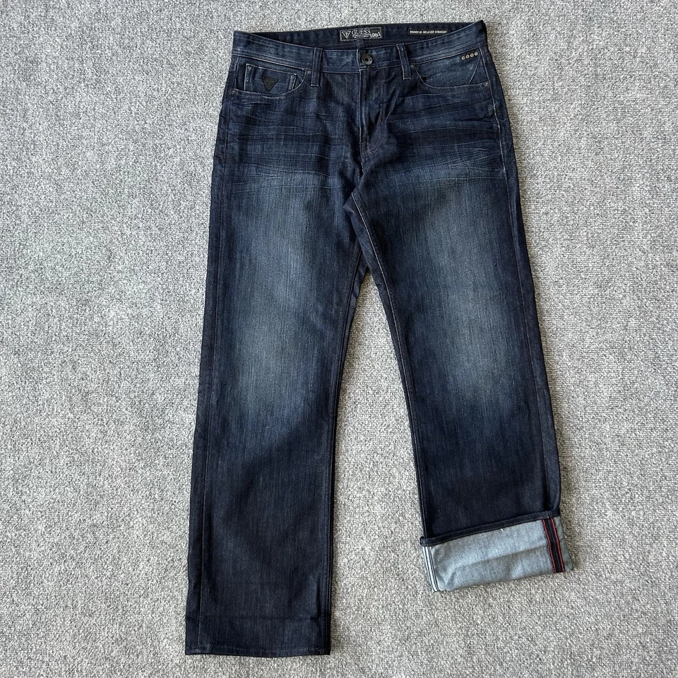 Jeans Guess Hombres 34 X 32 Desmond Ribete Relajado Índigo Oscuro Denim Recto P14 Foto 1 de 4