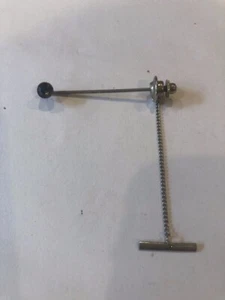 Vintage tie pin/brooch with drop chain, silver tone & green stone (152) - Picture 1 of 2
