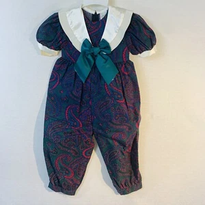Vtg1995 One Piece Jumpsuit Paisley Size 24 MO Outfit Sailor Cute - Picture 1 of 12