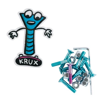 Krux Skateboard Hardware Krome Allen Blue/Pink 1" Mounting Nuts and Bolts