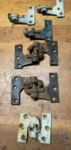 VINTAGE LULL & PORTER VICTORIAN HOUSE WOODEN WINDOW SHUTTER METAL HINGES 6 TOTAL Cover