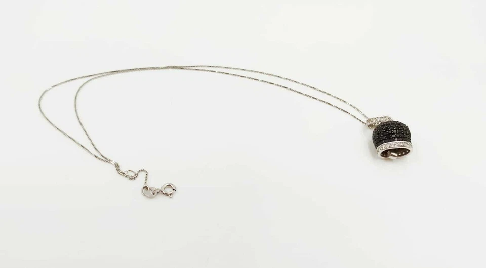 COLLANA CAMPANELLA FULL ZIRCONATA NERO IN ARGENTO 925 RODIATO IN ORO 18KT - Immagine 1 di 3