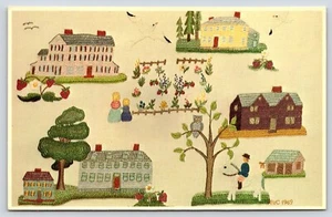 New Hampshire Portsmouth Strawbery Banke Primitive Crewel Vintage Postcard - Picture 1 of 2