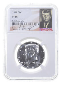 PF68 1964 Proof Kennedy Half Dollar NGC Graded - White Coin Spot Free PR *0598