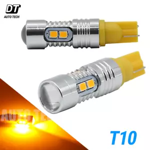 2X 30 Watts 2538 Chip LED High Power Amber/Yellow T10/192 Interior Light Bulbs - Bild 1 von 4