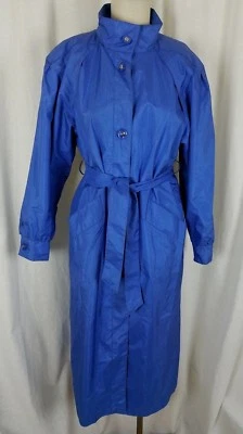 Vintage J Gallery Funnel Neck Belted Cape Top All Weather Trench Coat Womens 8P - Image 1 of 4