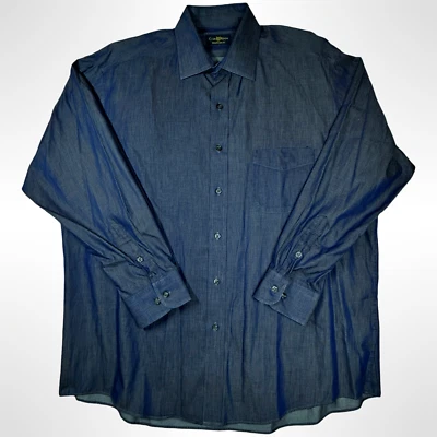 Club Room Shirt Men 16.5 32/33 Sunwashed Blue Button Up Long Sleeve Dress Cotton - Image 1 of 4