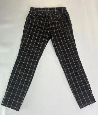 Pantalones de vestir para mujer 7th Avenue Design Studio M a cuadros elásticos negros Foto 1 de 4