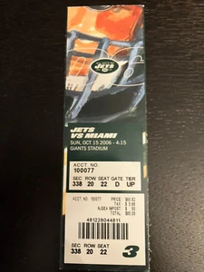 Boleto de los Miami Dolphins V Jets 2006 15/10 - Imagen 1 de 1