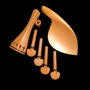 Violin Boxwood Parts Accessories Set 4/4 Pegs/ Endpin/Tailpiece/Chinrest - Picture 1 of 7