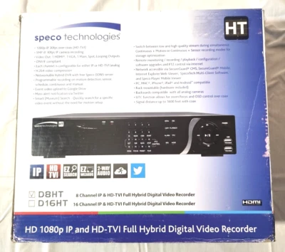 New Speco D8HT3TB  8 CH HD TVI & Analog Full Hybrid Digital Video Recorder DVR - Image 1 of 4