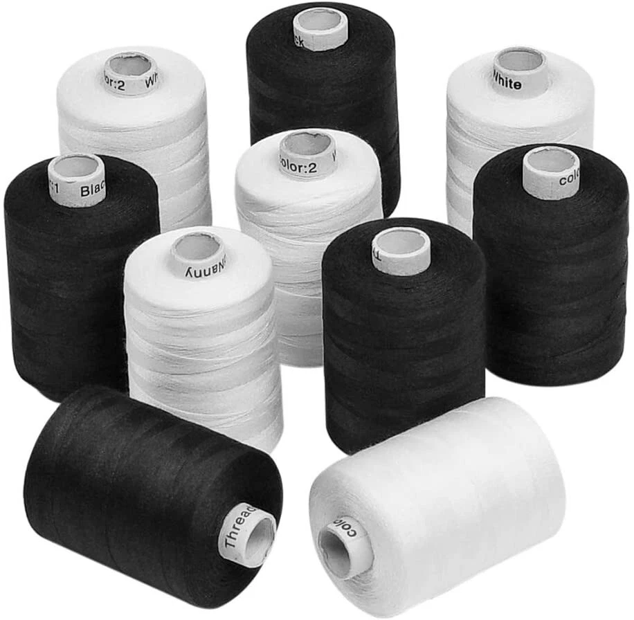 New Black & White Spools of 3-PLY Polyester Sewing Quilting Threads- 10 x1000M - Image 1 of 3