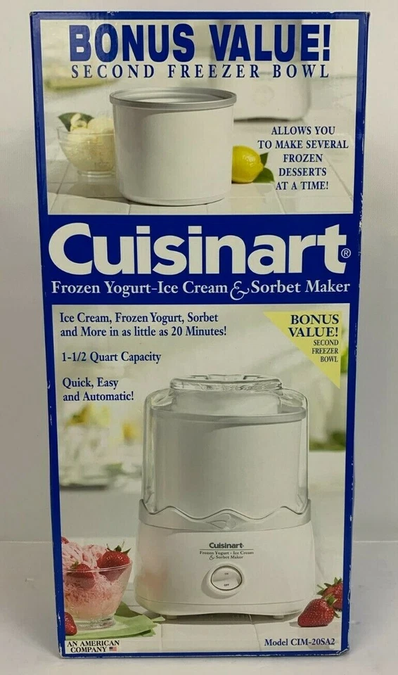 Cuisinart Frozen Yogurt Ice Cream & Sorbet Maker With 2 Freezer Bowls 1.5 Quart