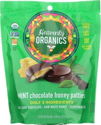 Heavenly Organics Chocolate Menta Miel Hamburguesas 4,66 OZ Paquete de 1 Foto 1 de 4