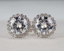 1.50 Ct Solitaire With Aaccent Studs Diamond Earring  14k White Gold Finish