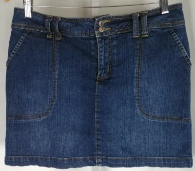 ST.JOHN'S BAY STRETCH BLUE DENIM JEAN SHORT SKIRT WOMENS 10P - Image 1 of 4