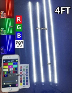 JHB 4PCS 4FT 48" DOUBLE ROW RGBW LED Strips Lights for Undeglow 15.5"Wheel Rings - Picture 1 of 17