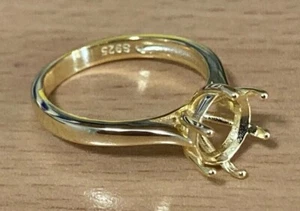 Ring Blanks Size 6-10 Solid Sterling Silver Cabochon & Facetted Stones 9mm - Picture 1 of 17