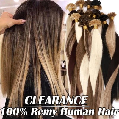 CLEARANCE U Nail Tip 100% Remy Human Hair Extensions Keratin Tip Fusion Pre Bond - image 1 of 4