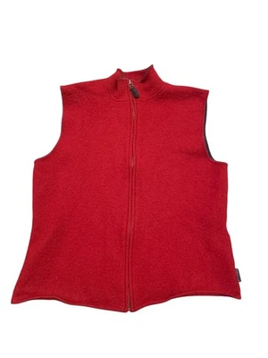 ​VINTAGE Chaleco Woolrich Rojo Rubí 100% Lana Cremallera Completa Para Mujer XL 80s 90s Estilo Foto 1 de 4