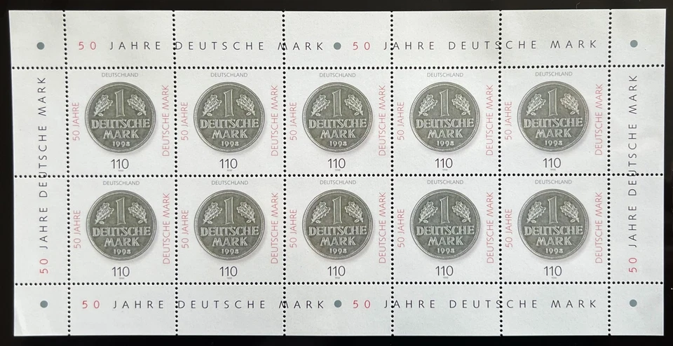 Germany M. Sheet - Anniversary of the Deutschmark - 1998 - MNH. - Image 1 of 1