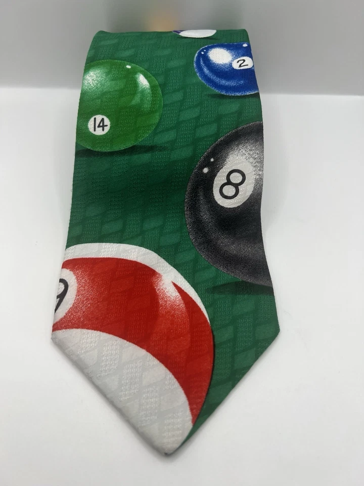 Bilhar jacquard vintage Addiction masculino gravata poliéster oito bolas 56" - Imagem 1 de 4