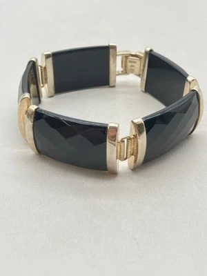 Sterling Silver Onyx Bracelet - fits 7in wrist - 45.8g - Image 1 of 4