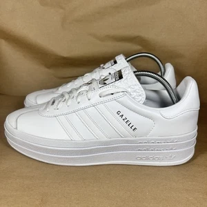 NEW Women Size 11 Adidas Gazelle Bold Classic Platform Shoes Triple White IE5130 - Picture 1 of 10