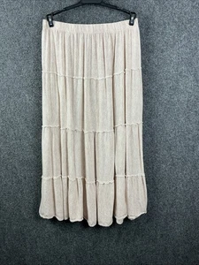 Women’s size large skirt tiered ruffled beige maxi Boho Beach - Picture 1 of 6