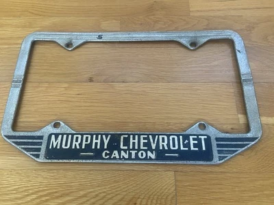 Vintage Chevrolet Dealer License Plate Tag Surround Frame 1940s 1950s - Image 1 of 4