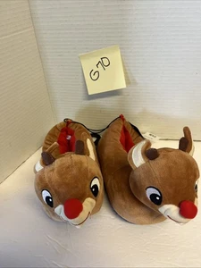 Rudolph The Red Nosed Reindeer Official Licensed Size 9-10 Youth Slippers Brown - Picture 1 of 4