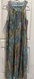 Tommy Hilfiger Vestido Cachemira Cuello Halter Sin Mangas 16 Verde Azulado Verano Playa - Imagen 1 de 10