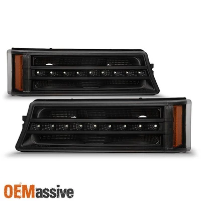 Fit 2003-2006 Chevy Silverado Avalanche 1500 2500 3500 Black LED Bumper Lights - Image 1 of 4