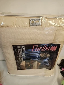 Vtg Faribo Acrylic Thermal Weave Blanket, Vanilla, Four Seasons Full, Satin Trim - Picture 1 of 9