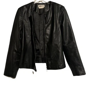 Bagatelle Women's Motorcycle Leather Black Biker Jacket Full Zipper Size L - Picture 1 of 14
