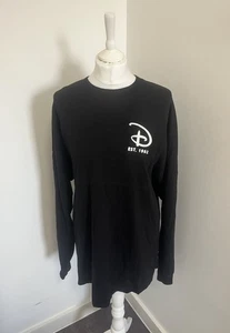 Disneyland Paris Top Size M Black Long Sleeve Crew Neck Relaxed Spirit Jersey - Picture 1 of 10