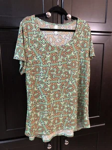 LuLaRoe Damen Classic T Übergröße 2XL Mehrfarbig Grün Kurzarm High Low - Bild 1 von 11
