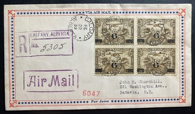 1932 Calgary Canada First Day Airmail Cover FDC To Batavia NY USA - Image 1 of 2
