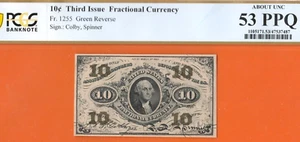 Fr 1255 Fractional Currency 10 C third issue plate # 55 on rev colby, spinner - Picture 1 of 8